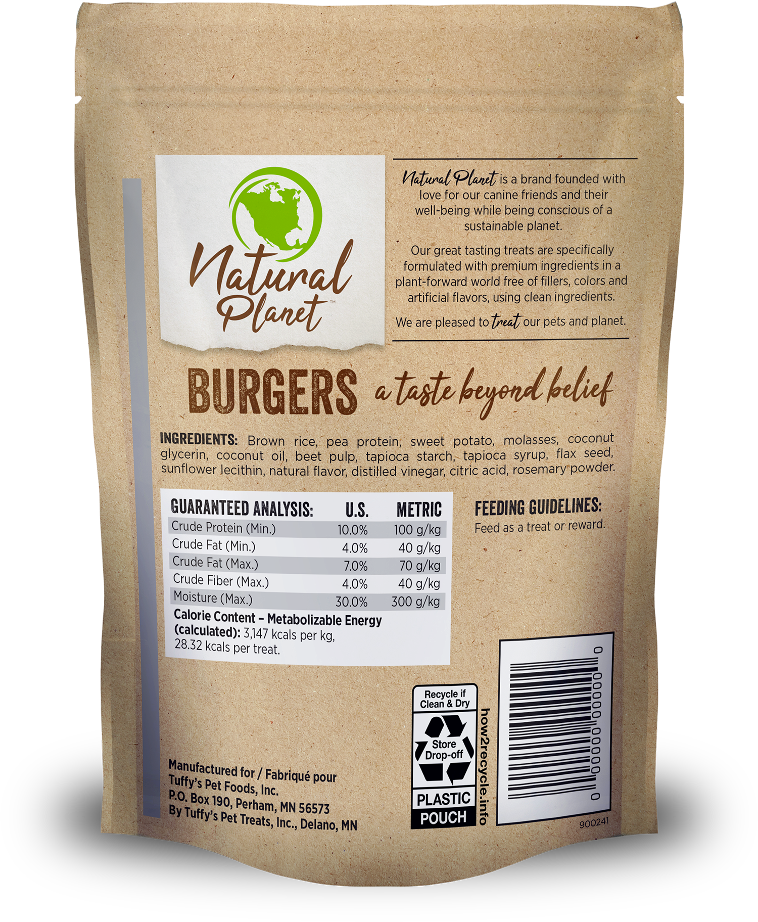 Natural Planet Burgers Dog Treats - bag back